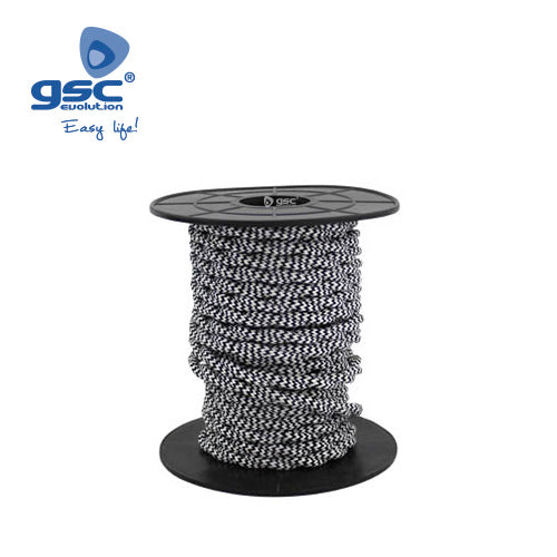 Textile cable 10M (2x0.75mm) braided Black/White 