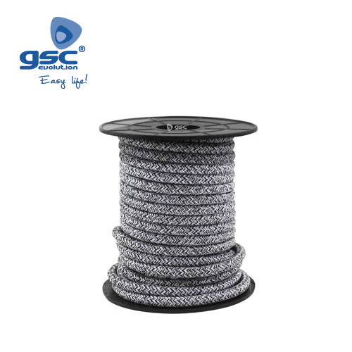 Câble textile 10M (2x0.75mm) Noir/Gris 