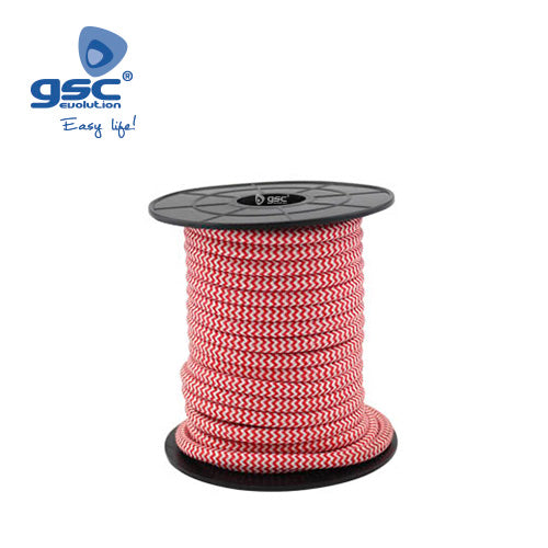 Textile cable 10M (2x0.75mm) White/Red 
