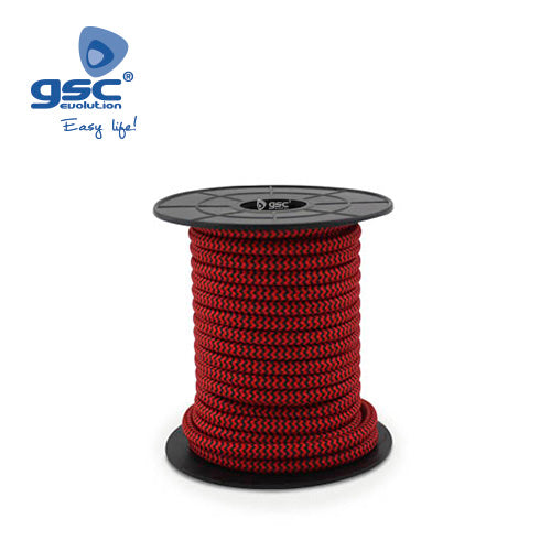 Textile cable 10M (2x0.75mm) Red/Black 