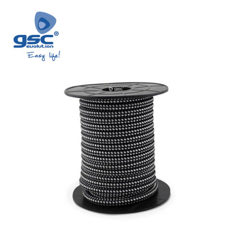 Textile cable 10M (2x0.75mm) Black/White 