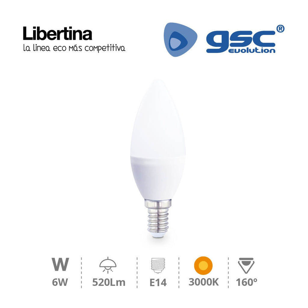Lâmpada de vela LED Libertina 6W E14 3000K