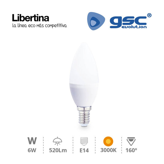 Libertina Lampe Bougie LED 6W E14 3000K 
