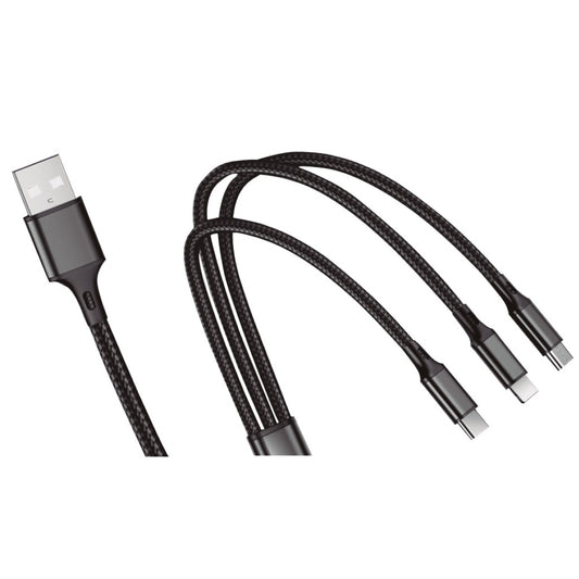 USB macho para cabo multicarga (micro USB macho, tipo C, iPhone)