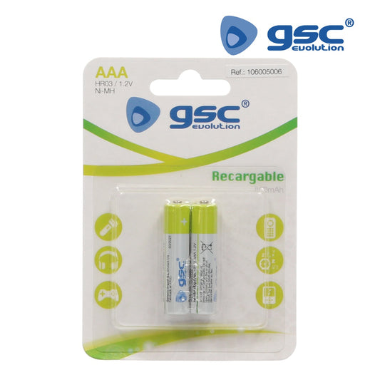 Bateria recarregável GSC HR03 (AAA) 1.2V 800mAh Blister 2uds