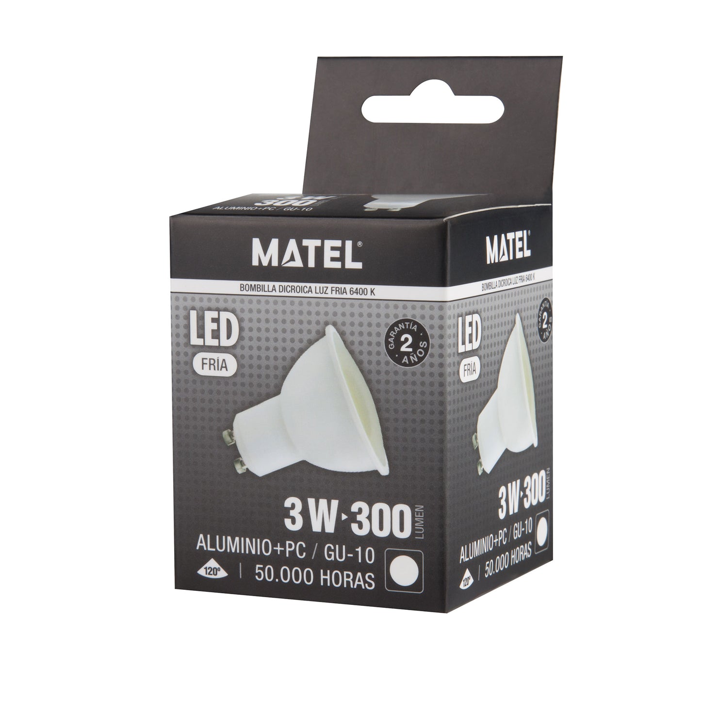 DICHROIC LED LAMP MATEL GU10 3W COLD 