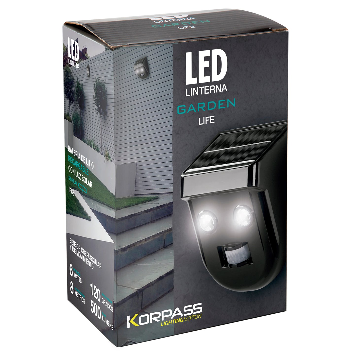 KORPASS SENSOR SOLAR LED WALL LAMP 16CM 6W 