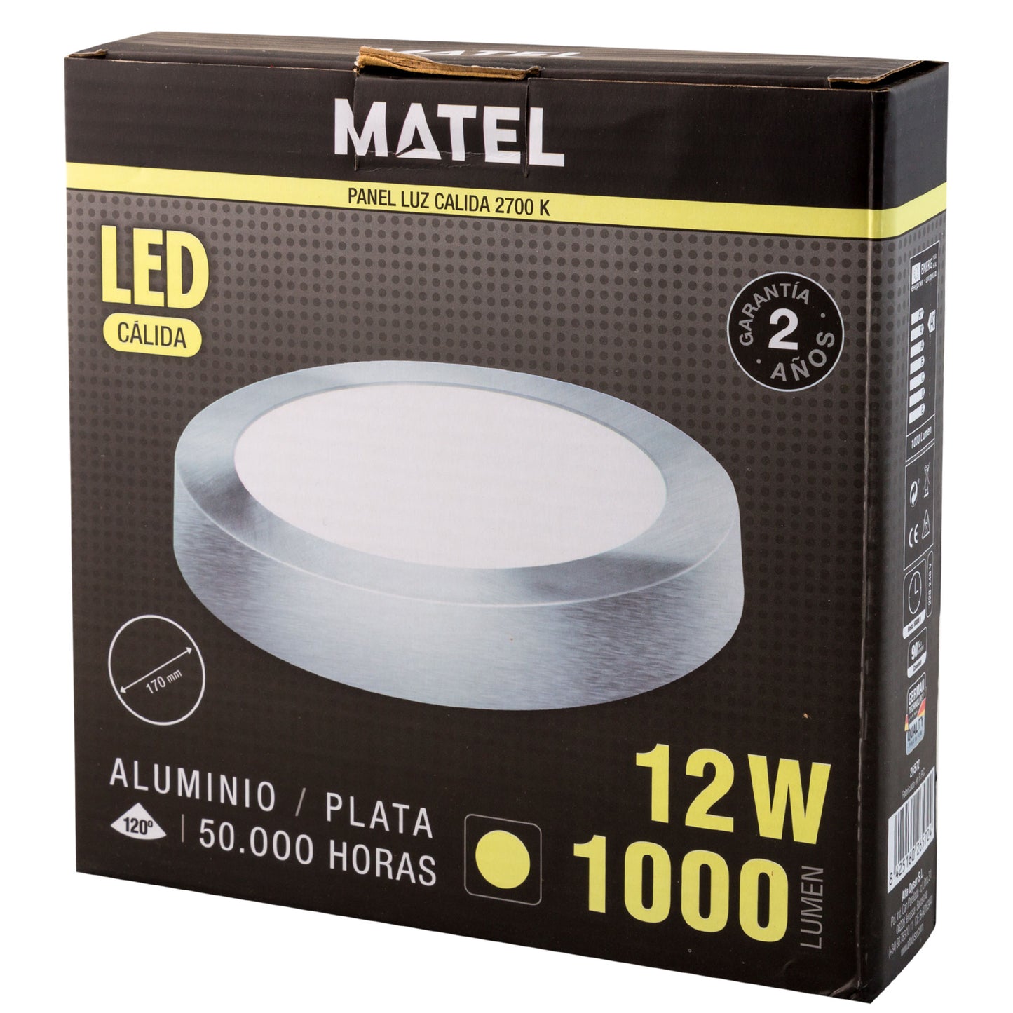 DOWNLIGHT LED MATEL SURFACE ROUND SILVER 12W