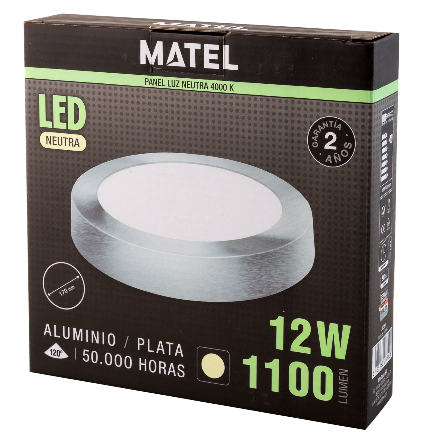 DOWNLIGHT LED MATEL SURFACE ROUND SILVER 12W