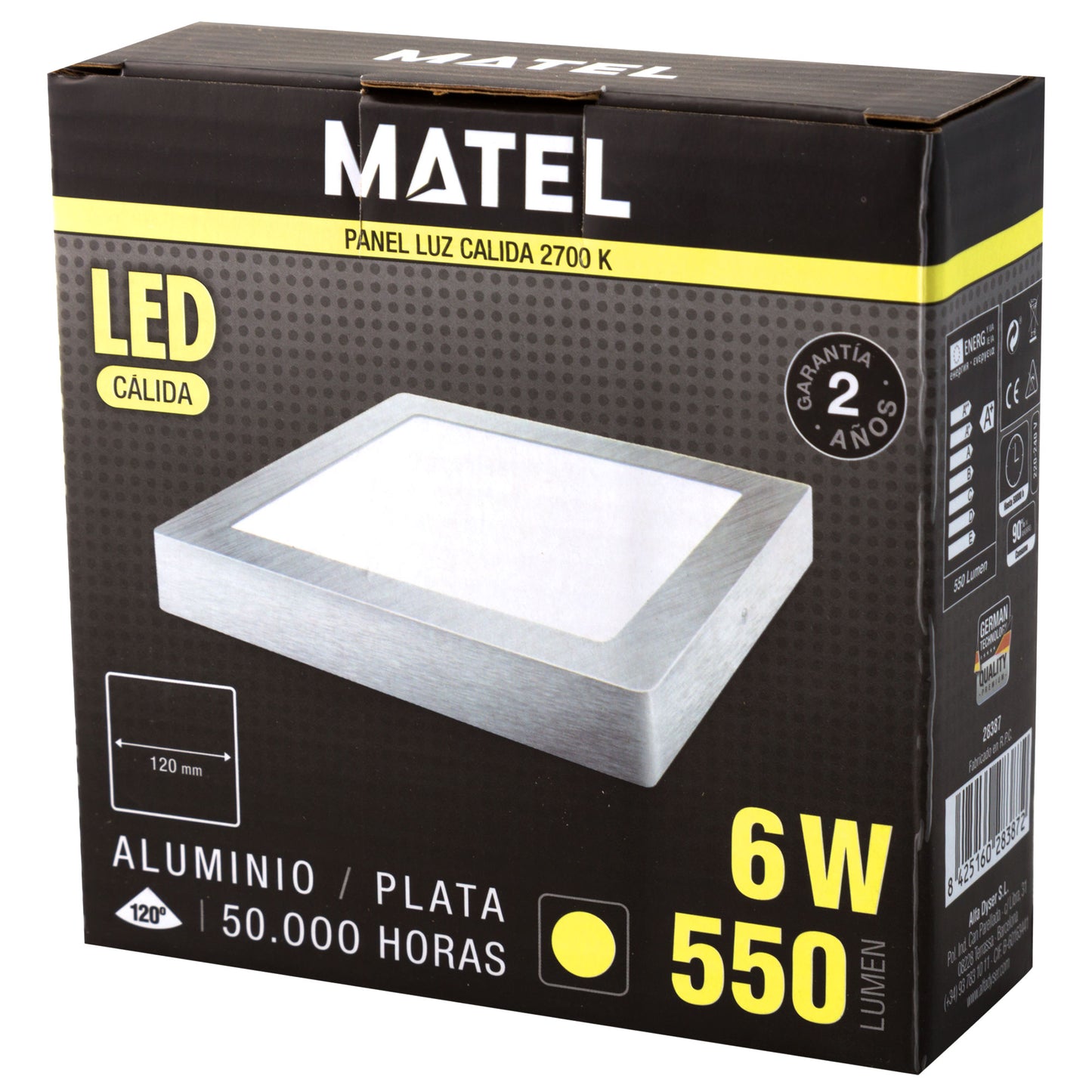 DOWNLIGHT LED MATEL SQUARE SURFACE SILVER 6W 