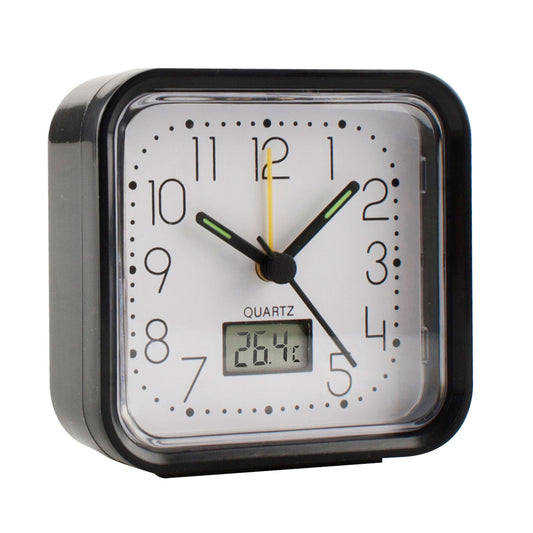 RELÓGIO ANALÓGICO ALARME 82X82X38 PRETO
