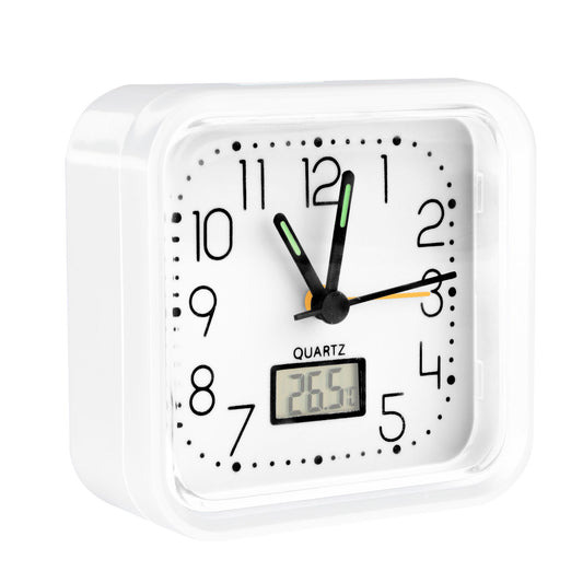 ANALOG CLOCK ALARM 82X82X38 WHITE 