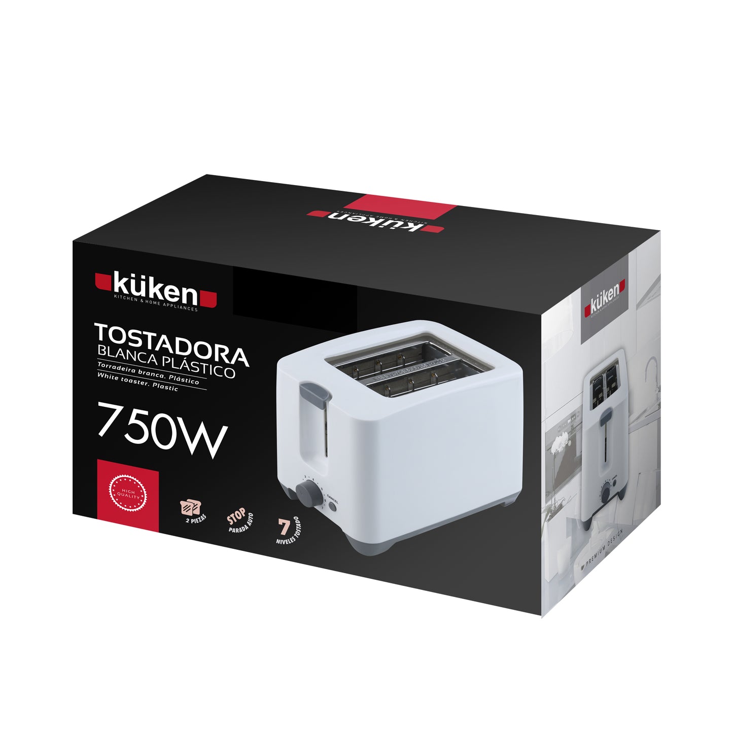 TORRADEIRA DE PLÁSTICO 750W KÜKEN 2 SLOTS