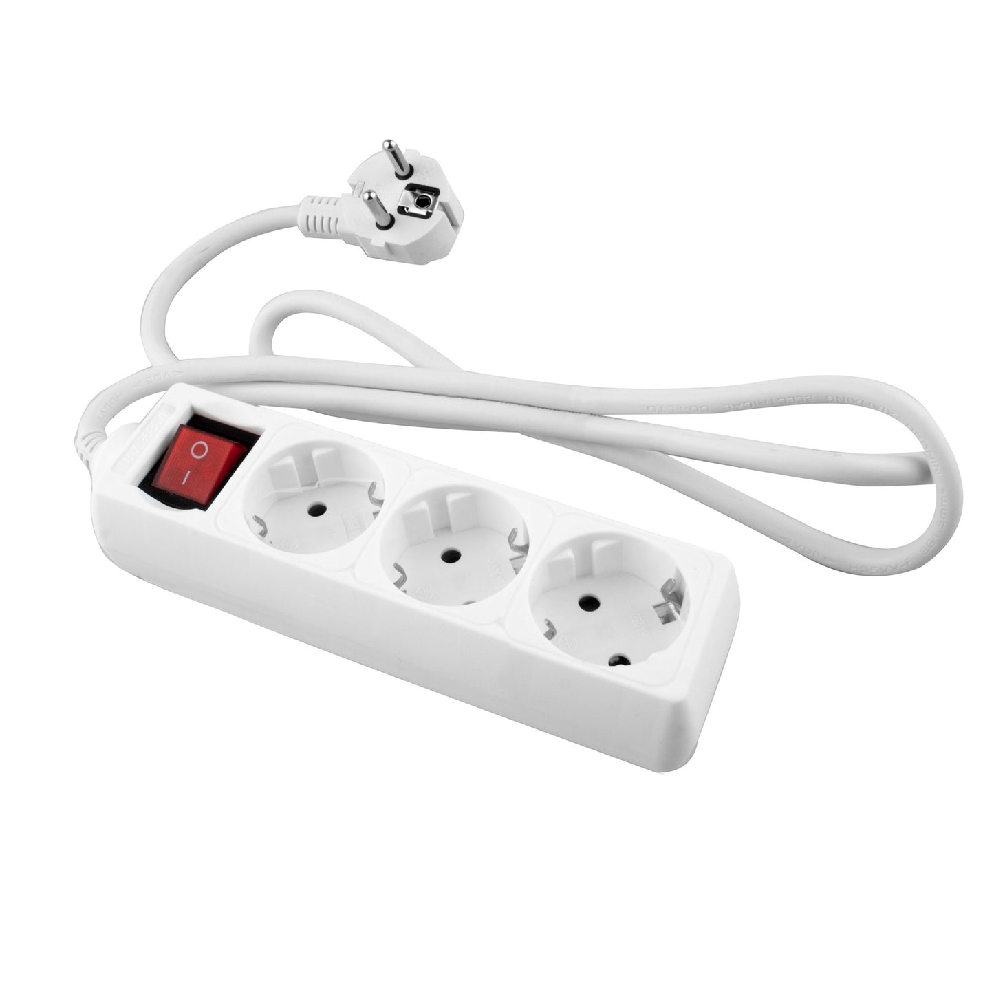 ELECTRICAL EXTENSION WIRE WITH WHITE BASE 3 OUTLETS WITH SWITCH AND 3M CABLE
