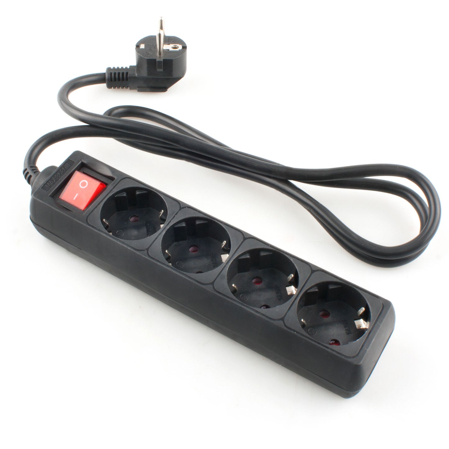 ELECTRICAL EXTENSION WIRE WITH BLACK BASE OF 3 / 4 / 5 / 6 OUTLETS WITH SWITCH AND WITH 1.5M CABLE