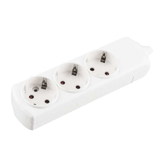 ELECTRICAL EXTENSION WIRE WITH WHITE BASE 3 OUTLETS WITHOUT CABLE