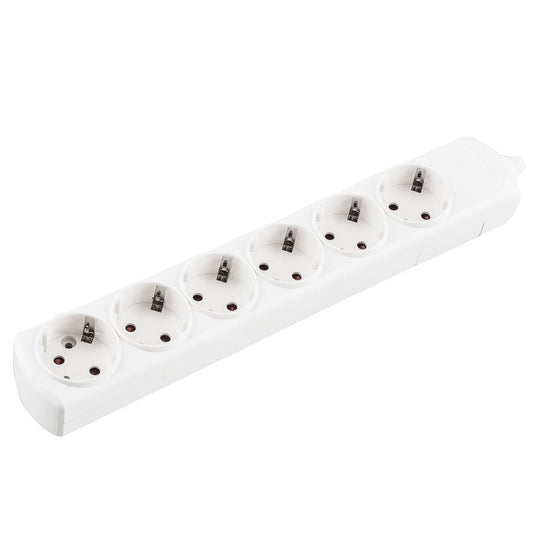 ELECTRICAL EXTENSION WIRE WITH WHITE BASE 6 OUTLETS WITHOUT CABLE