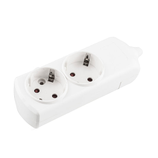 ELECTRICAL EXTENSION WIRE WITH WHITE BASE 2 OUTLETS WITHOUT CABLE