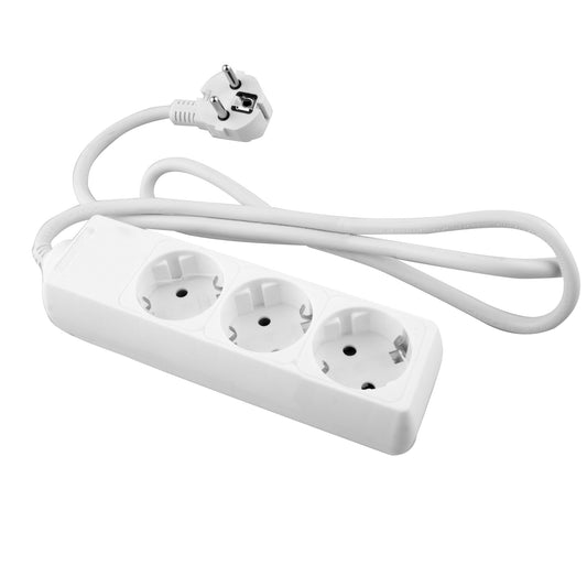 ELECTRICAL EXTENSION WIRE WITH WHITE BASE 3 OUTLETS WITH 1.5M CABLE