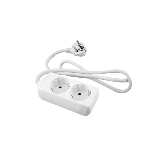 ELECTRICAL EXTENSION WIRE WITH WHITE BASE 2 OUTLETS WITH 1.5M CABLE