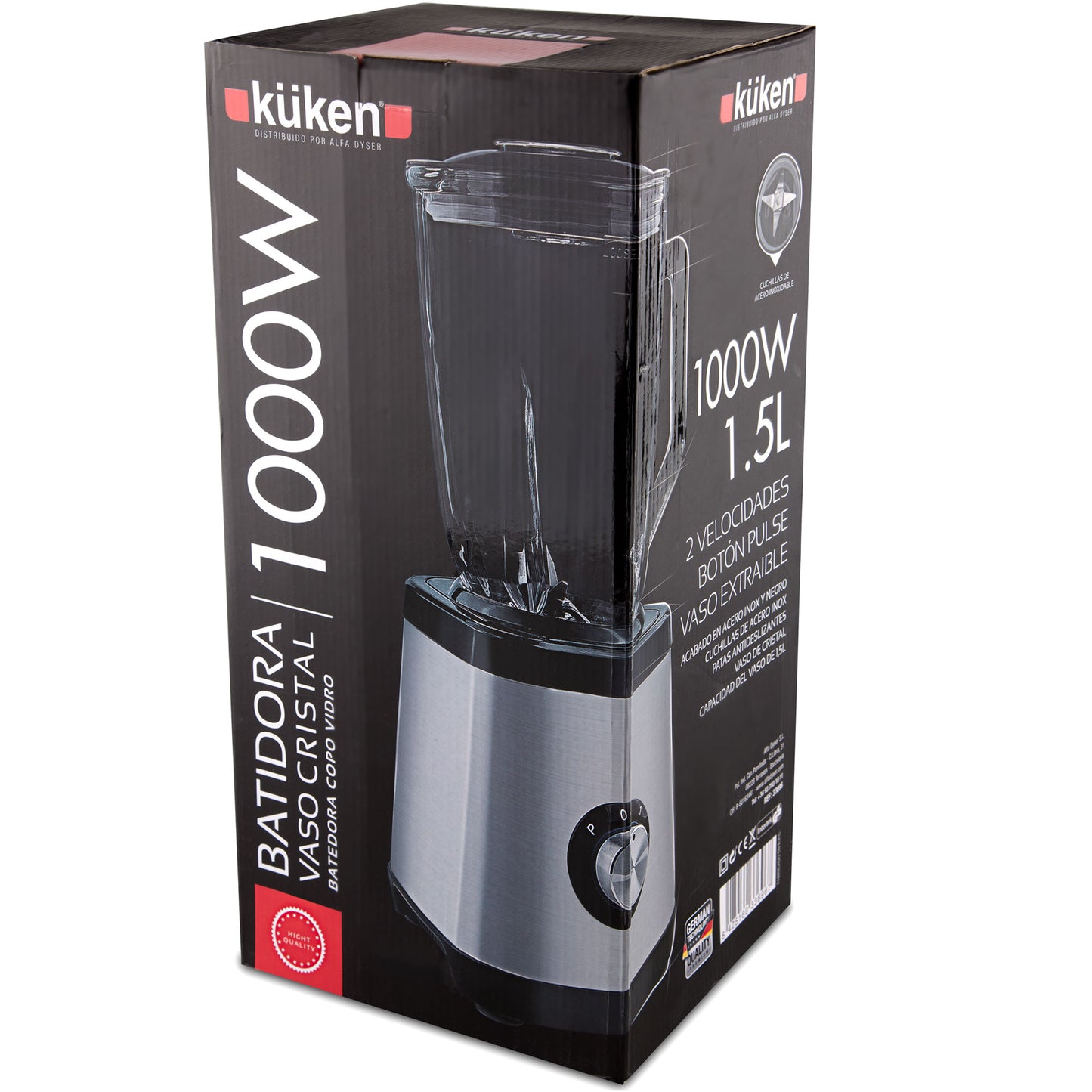 LIQUIDIFICADOR DE VIDRO 1,5L 1000W KÜKEN