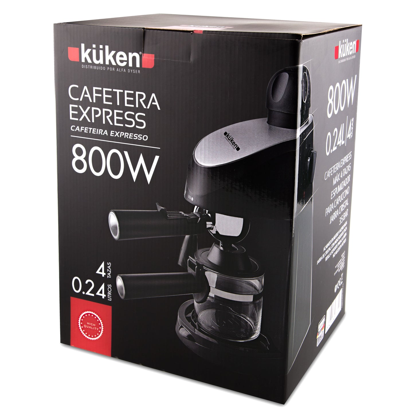 CAFETIÈRE EXPRESS NOIRE 4 TASSES 800W 2,40 L 