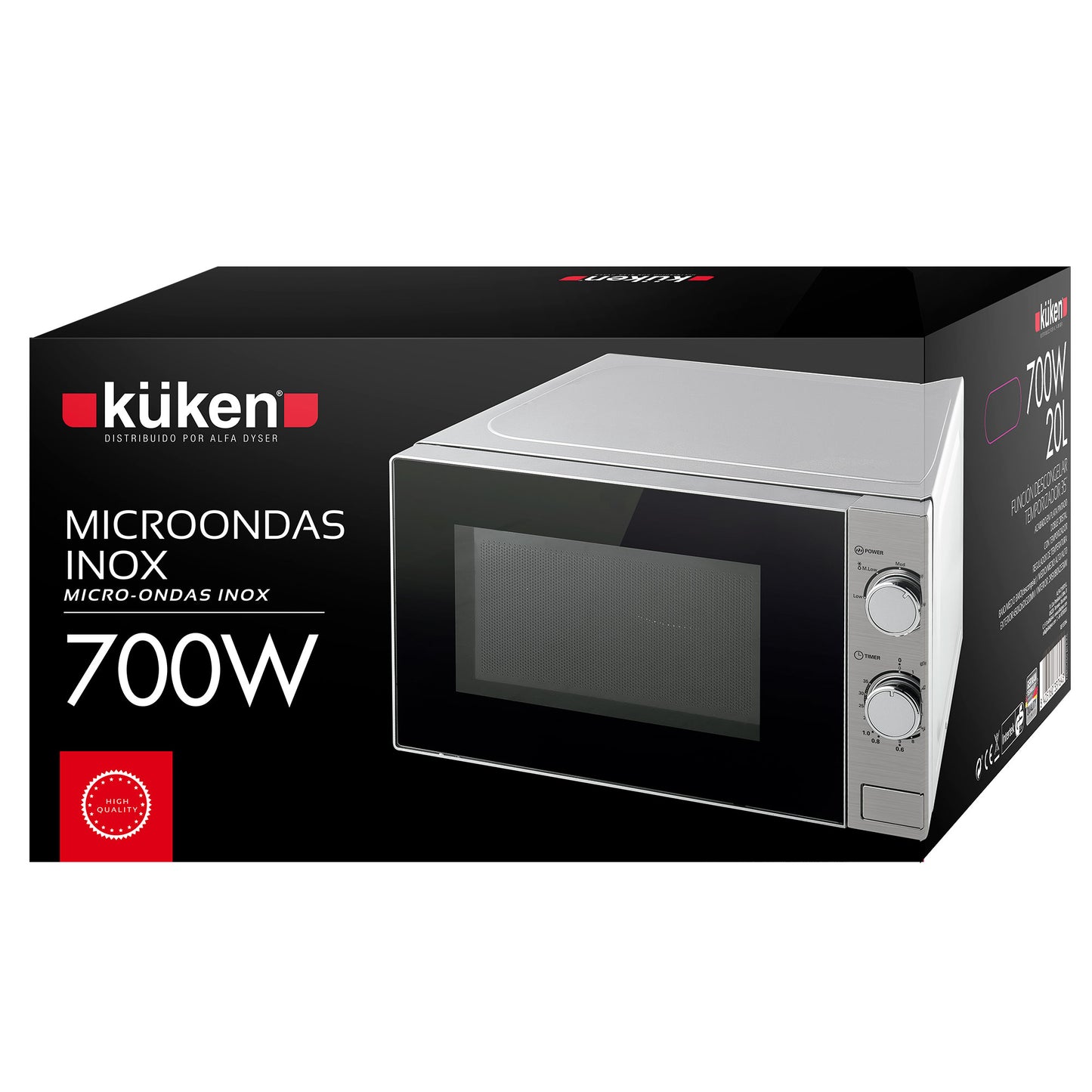 STAINLESS STEEL MICROWAVE 20L 700W 5 POWER SWIVEL SYSTEM 