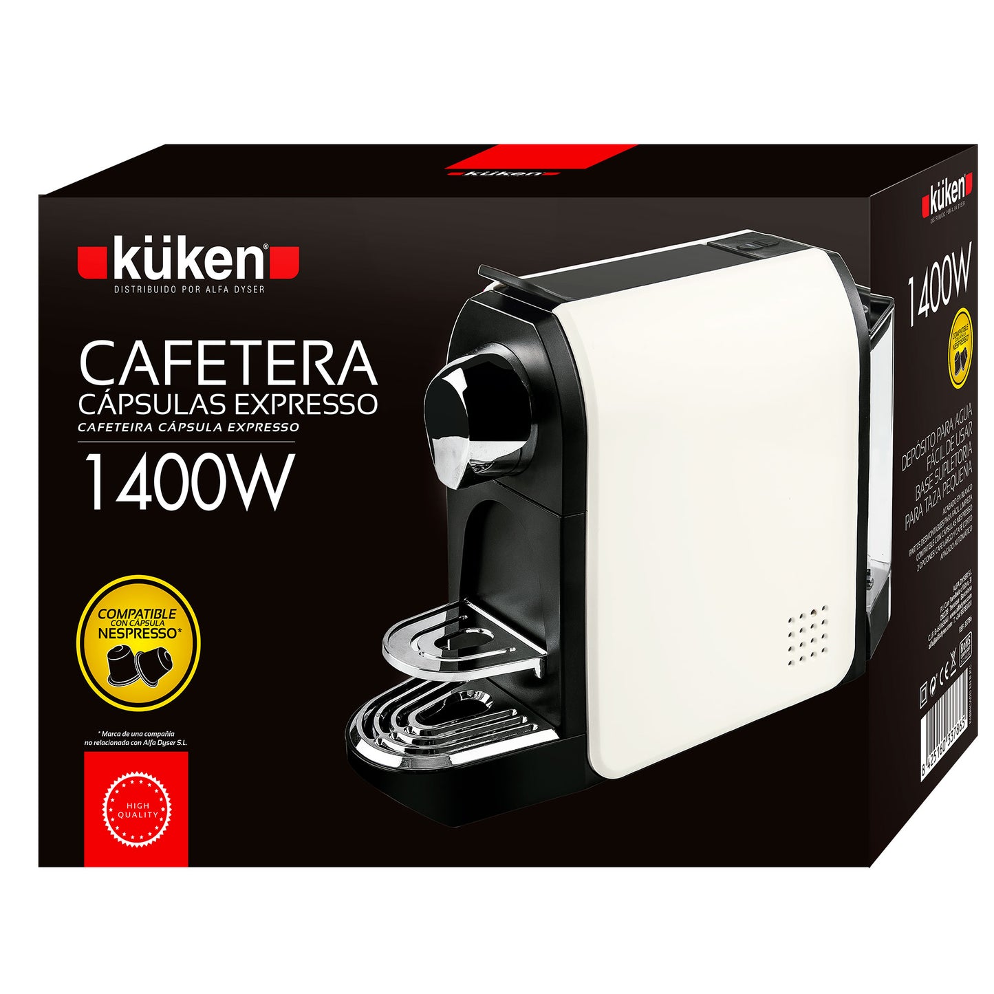 KUKEN CAPSULES MACHINE À CAFÉ 0,8 L 1400 W 20 BARS 