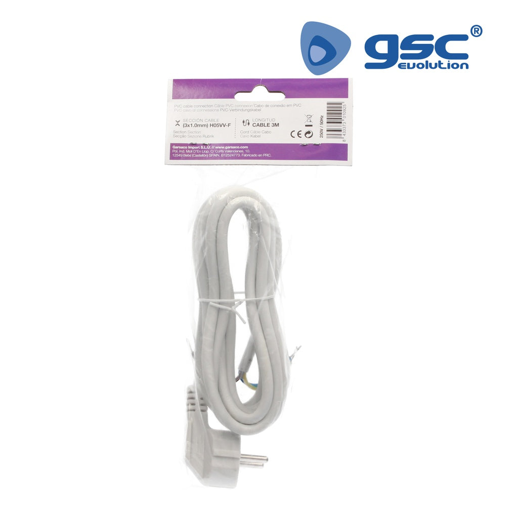 Conexão de cabo de PVC + schuko (3x1,0mm) 3M Branco