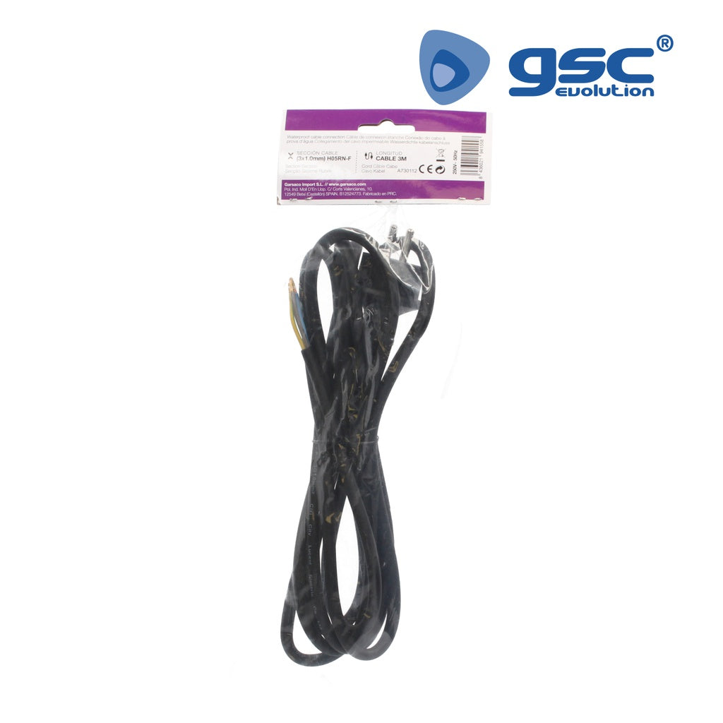Conexão de cabo de PVC + schuko (3x1,0mm) 3M Preto