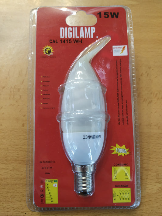 E14 CFL 15W C30 BLANC FROID 6000K 230V AC