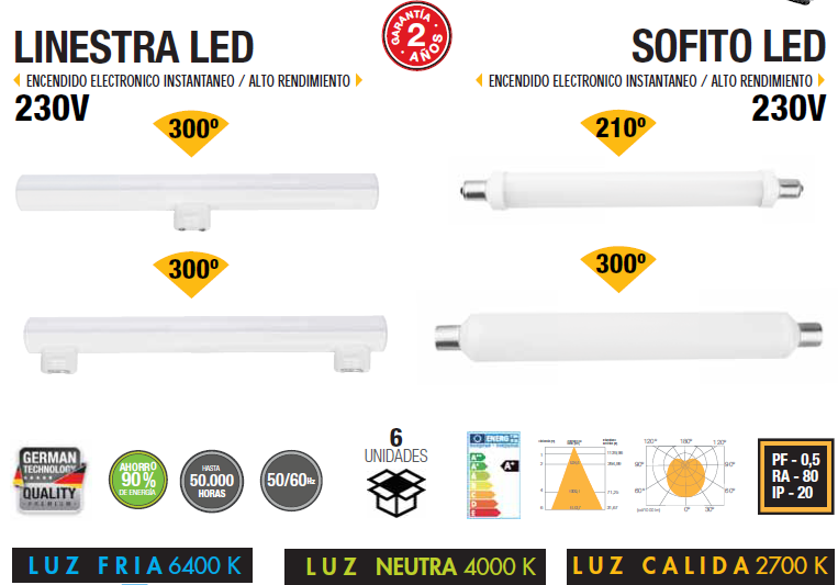 LAMPE LED LINESTRA/SOFITO 230V AC 