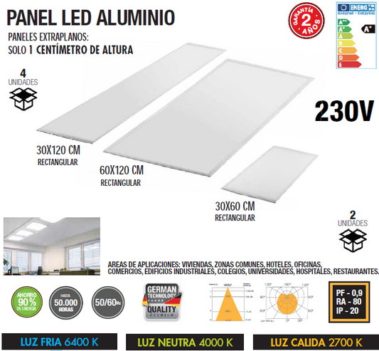 PAINEL LED ALUMÍNIO EXTRAPLANO 1CM DE ALTURA 230V AC