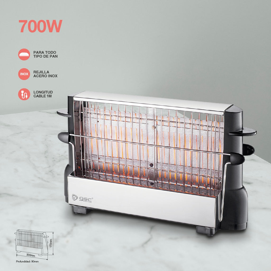 Grille-pain vertical multi-espaces en acier inoxydable 700W